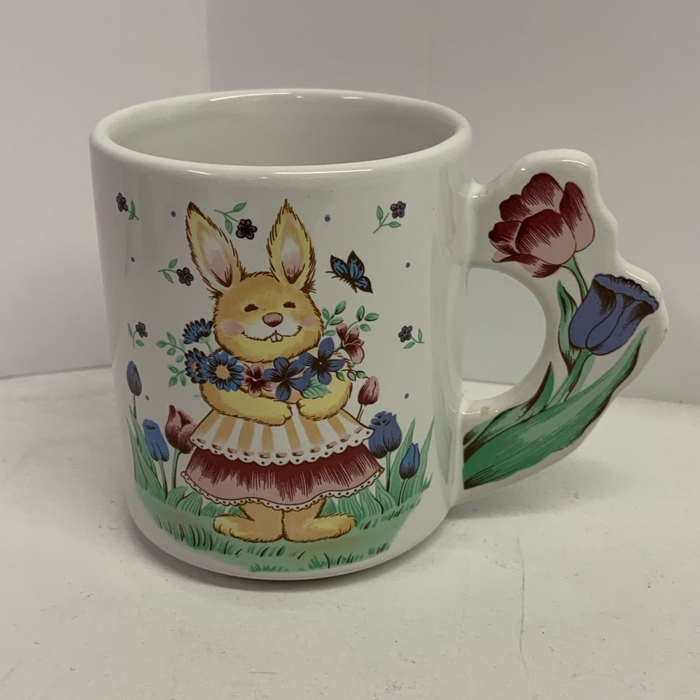 Easter Bunny Roses and Flower Field Mug